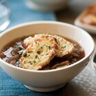 Roasted Four Onion Soup with Gruyere Croutes